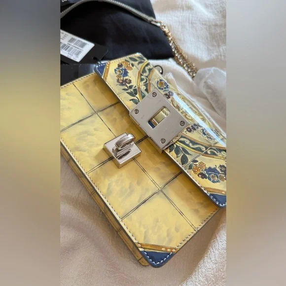 NWT Dole&Gabbana Maiolica Tile Print Rosalia Chain Bag - Picture 6 of 16